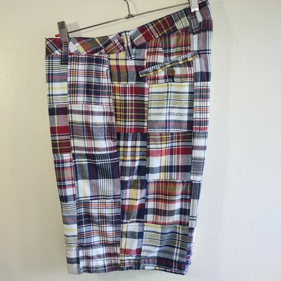 The New Ivy Brand Indian Madras Chino Shorts Patchwork Plaid Men's Size 34 - Picture 2 of 8